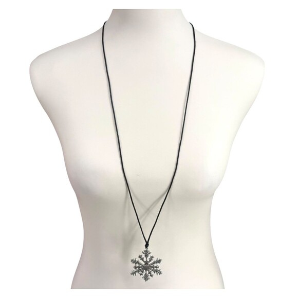 J. Jill Snowflake Necklace Earrings Silver Tone Shimmering Pave Accent Holiday - Picture 7 of 15